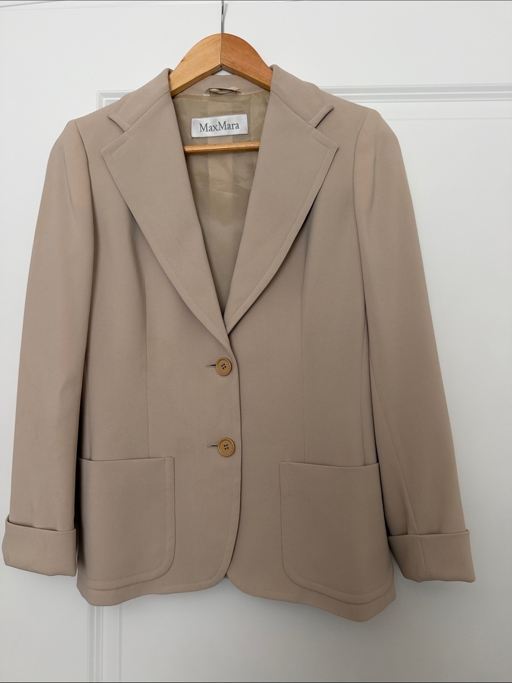 MaxMara Taupe Single-Breasted Tailored Blazer